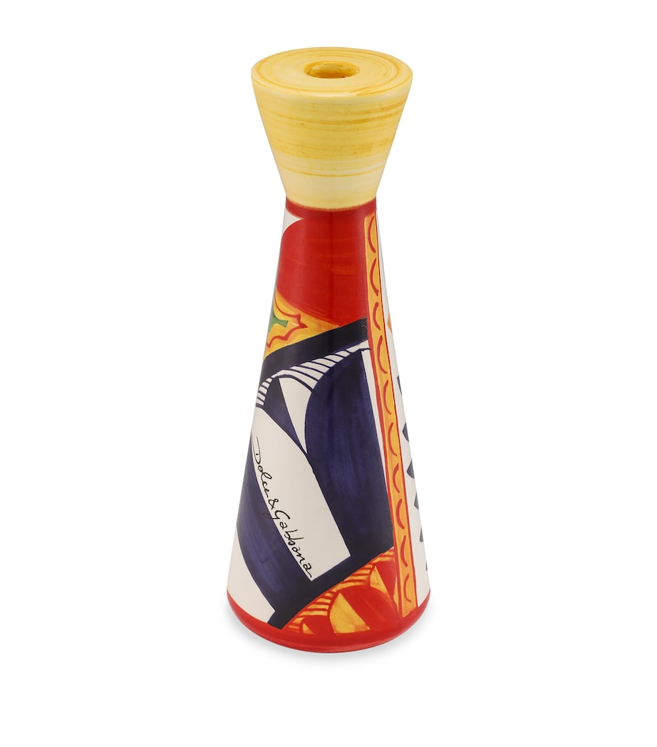 Dolce&Gabbana Casa medium ceramic candle holder with foulard print - British product