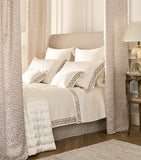 Gingerlily silk pillowcase with fern motif and Oxford border 50cm x 70cm, UK version