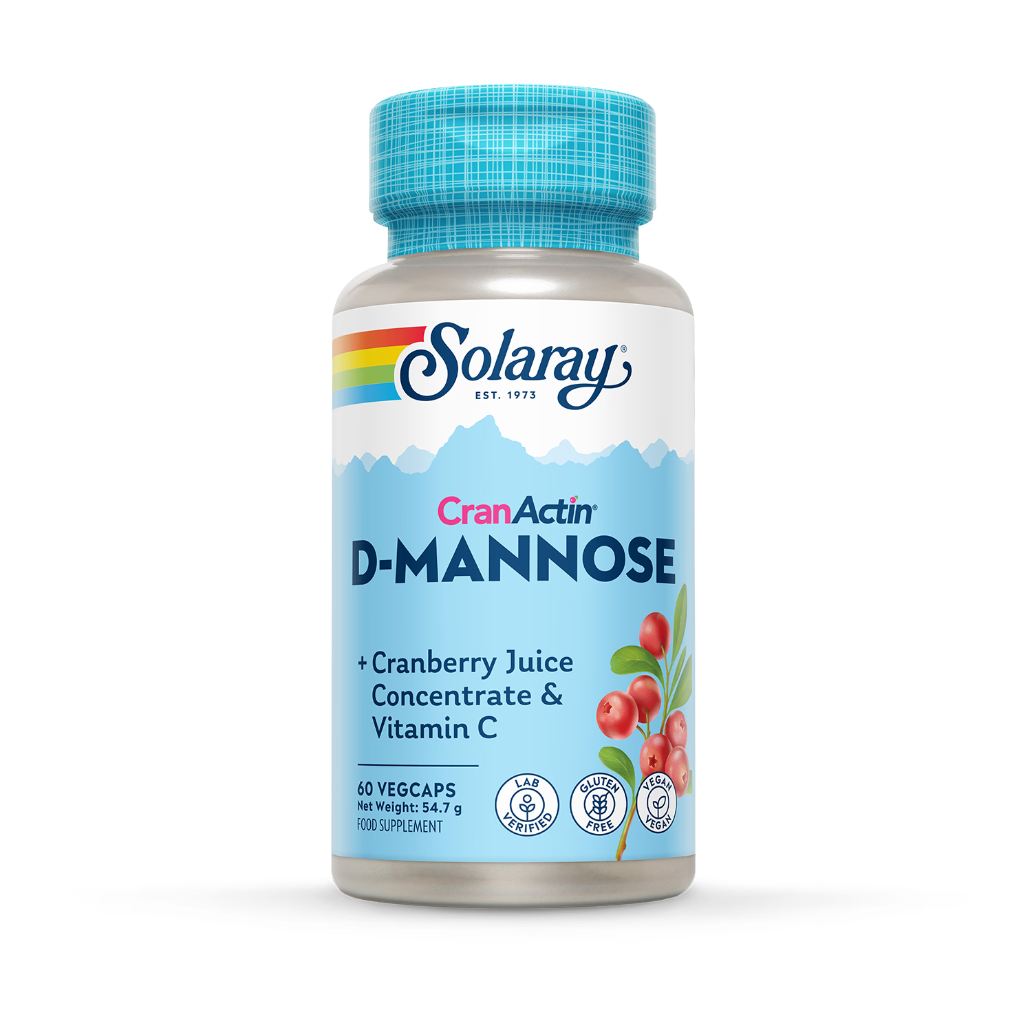 Solaray D Mannose with CranActin cranberry vitamin C capsules 60ct, imported from the UK