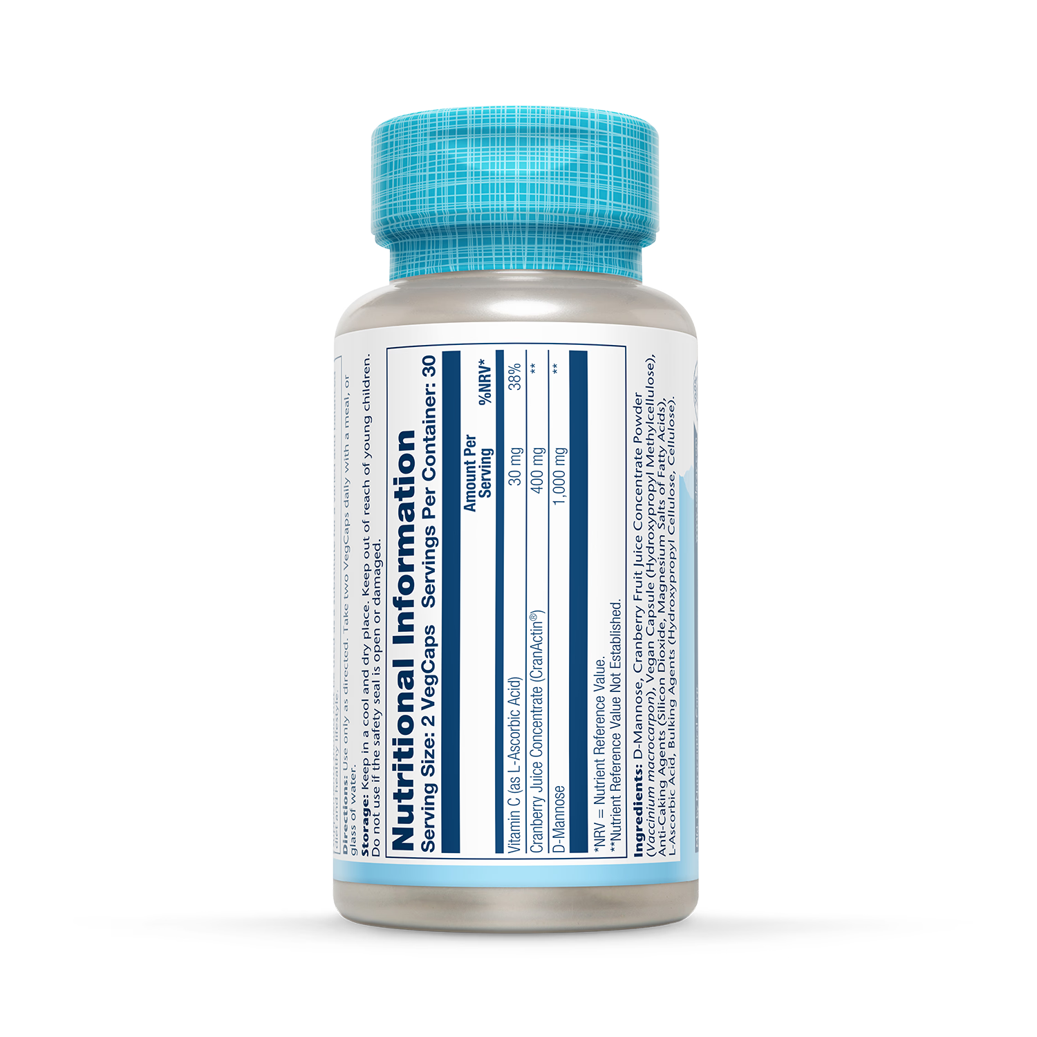Solaray D Mannose with CranActin cranberry vitamin C capsules 60ct, imported from the UK