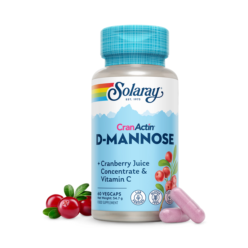 Solaray D Mannose with CranActin cranberry vitamin C capsules 60ct, imported from the UK