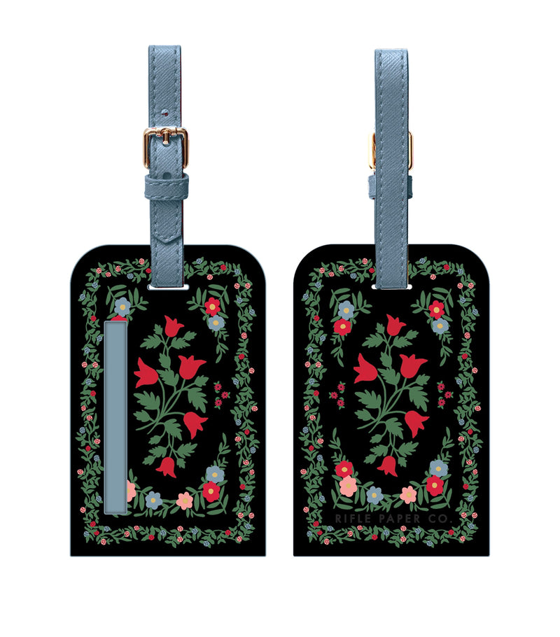 Rifle Paper Co. Rosette luggage tag, imported from the UK