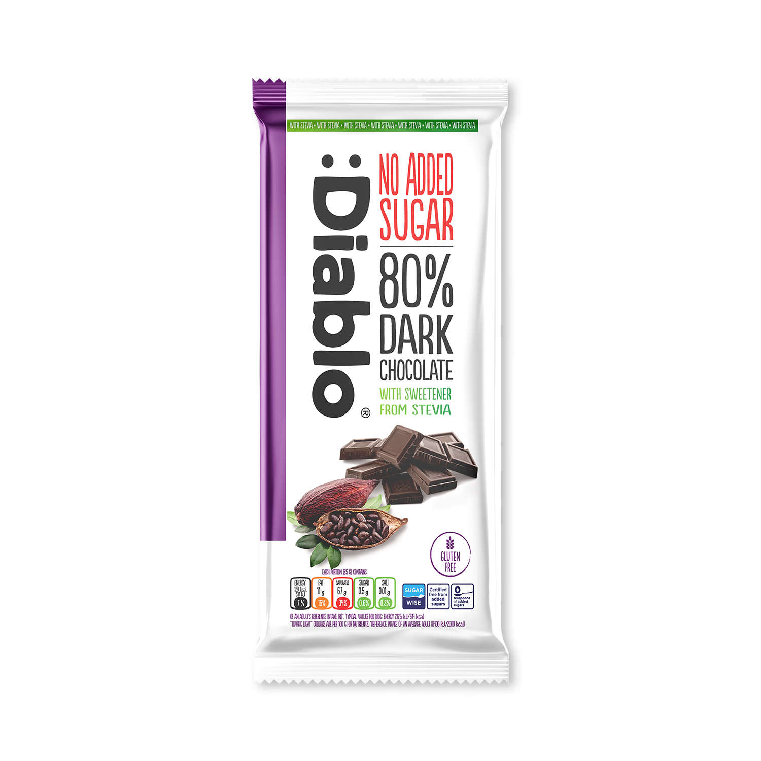 Diablo 80% dark chocolate bar 75g (British brand)
