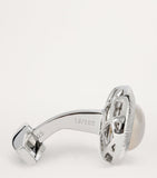 Tateossian rhodium-plated silver moonstone Graffiato cufflinks, imported from the UK