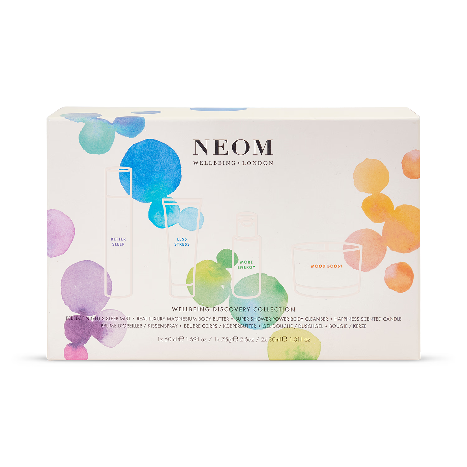 NEOM Wellbeing Discovery Collection gift set of 4 products (British brand)