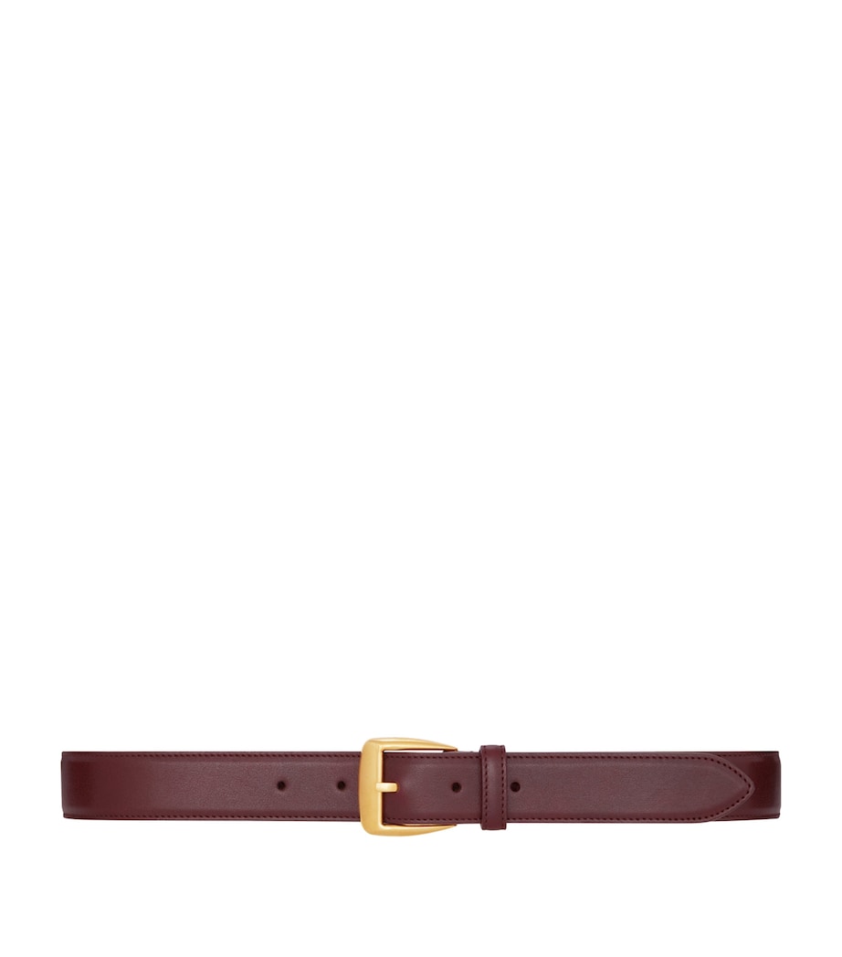 Saint Laurent leather belt with gold trapezoid buckle - British product