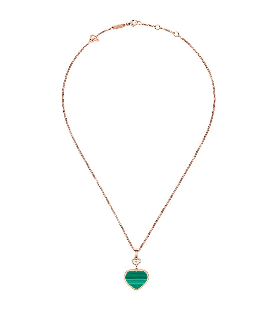 Chopard Happy Hearts rose gold malachite diamond necklace, imported from the UK