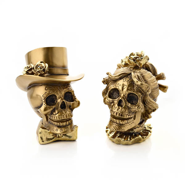 Goldfarbene Totenkopf-Harzfigur Hocus Pocus Thema, UK-Version