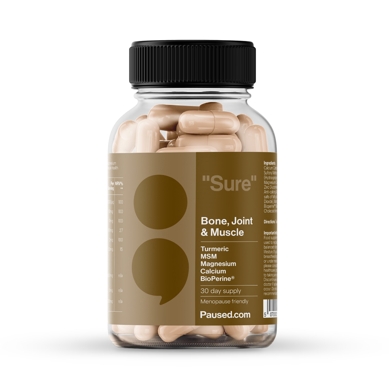 Paused Bone Joint Muscle supplement 60 capsules (British brand)