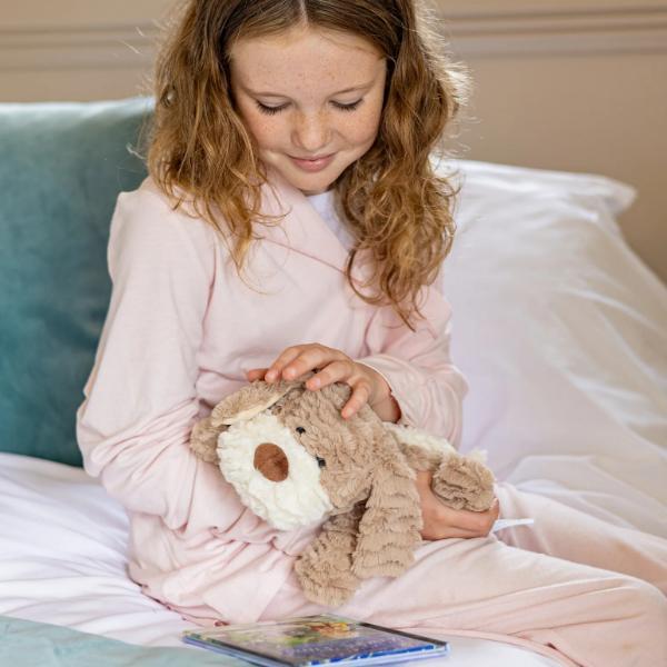 The Wheat Bag Co Beddy Buddies microwavable plush dog light brown (British brand)