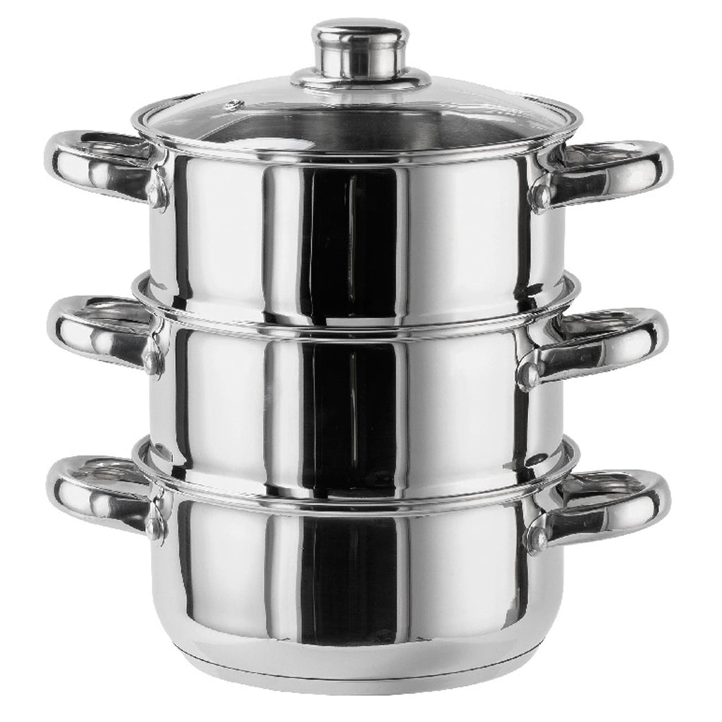 Sainsbury's Home Stainless Steel 3 Tier Steamer 18cm