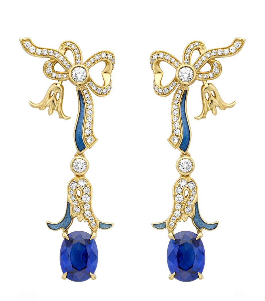 Boodles Palace Collection earrings with diamonds and sapphires, imported from the UK