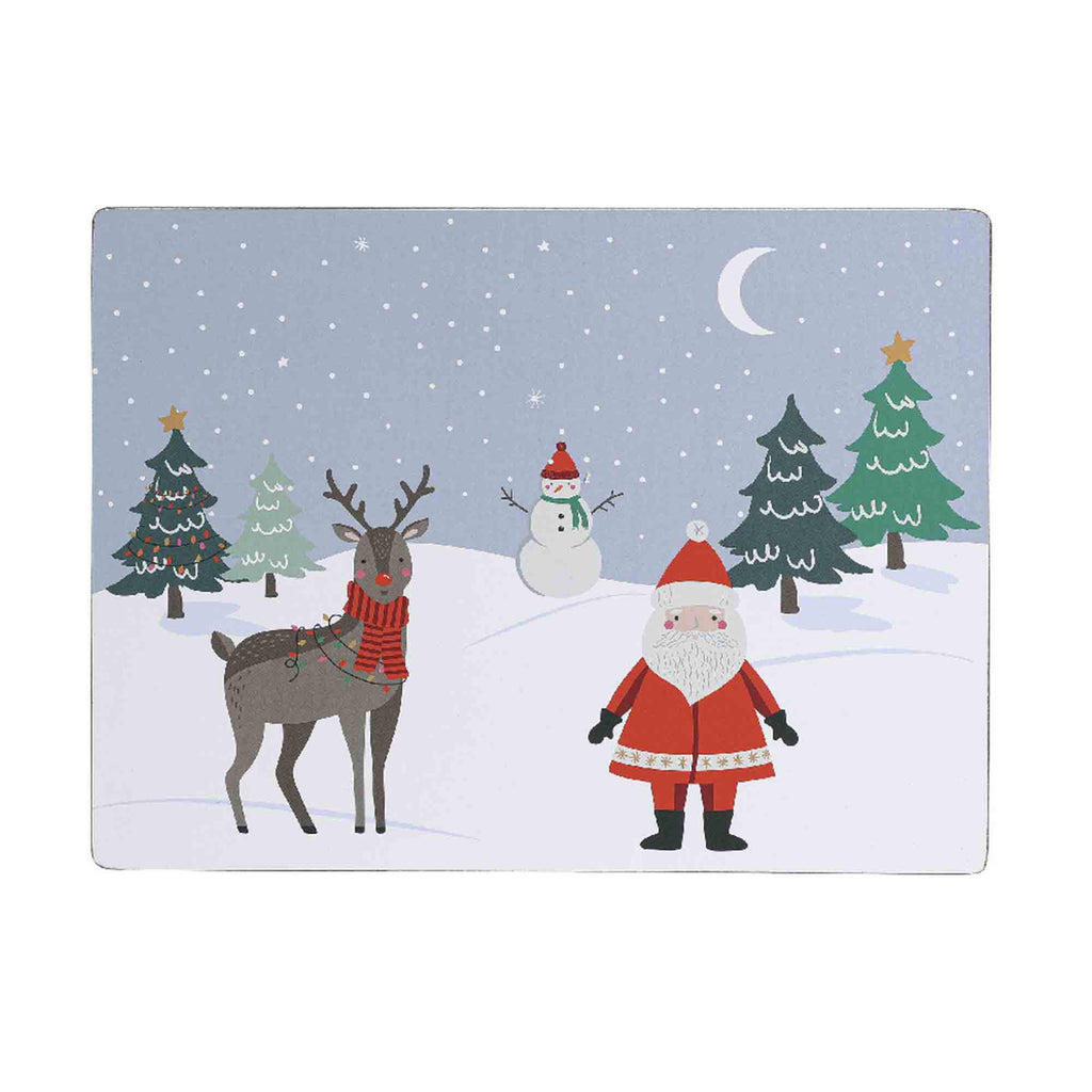 Sainsbury's Home Santa & Reindeer Corkback Placemats 4pk