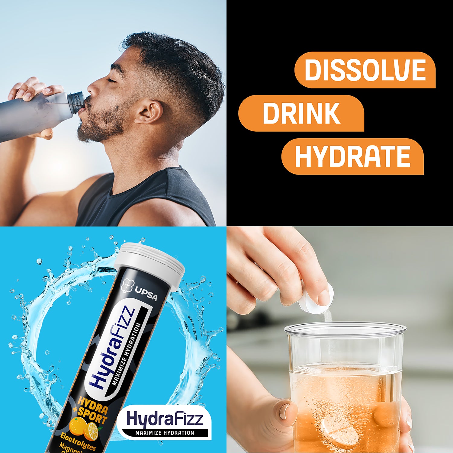 Hydrafizz effervescent supplement orange flavoured, UK version