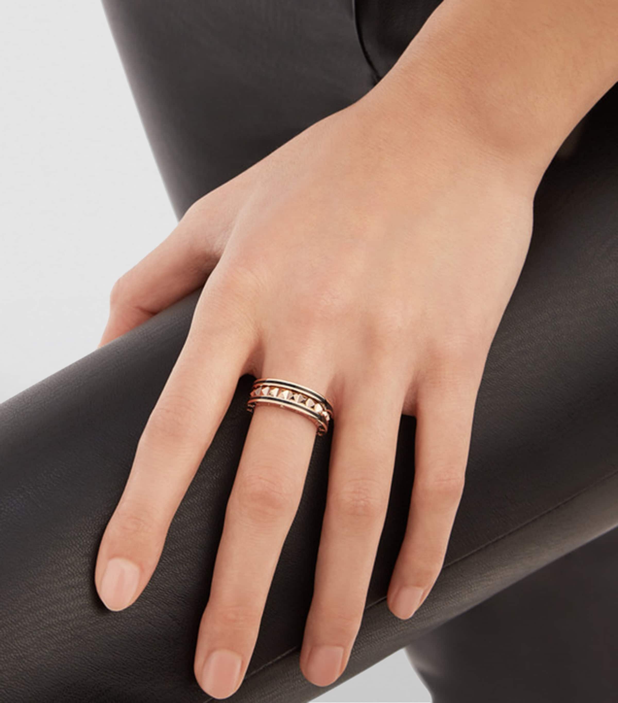 Bvlgari rose gold and black ceramic B.zero1 ring (British brand)