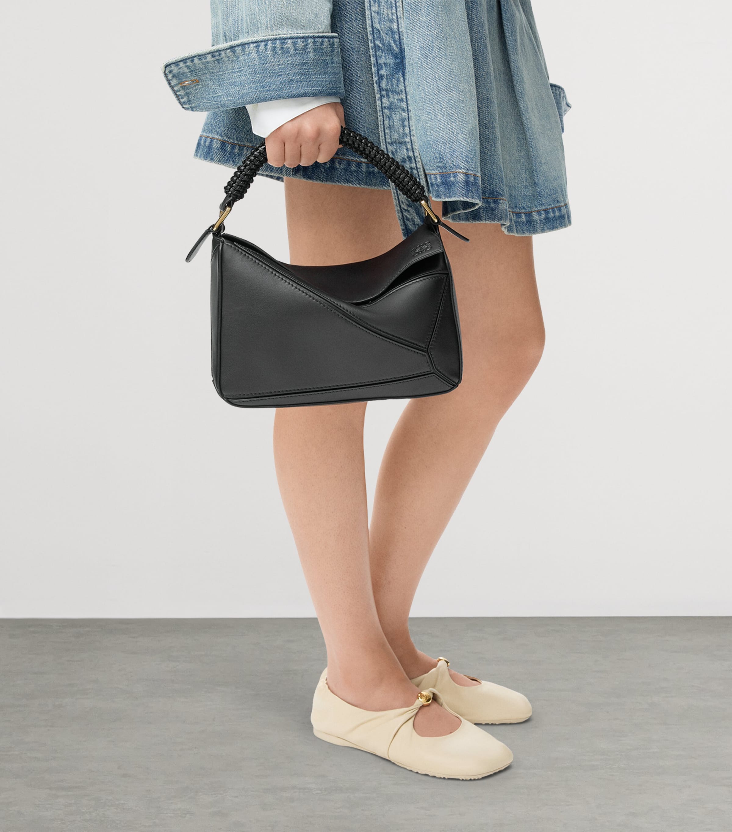 LOEWE small leather woven top-handle bag, UK version