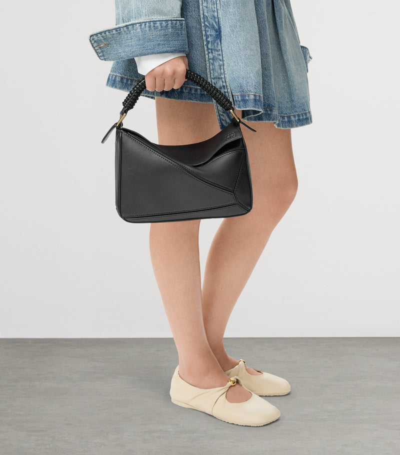 LOEWE small leather woven top-handle bag, UK version