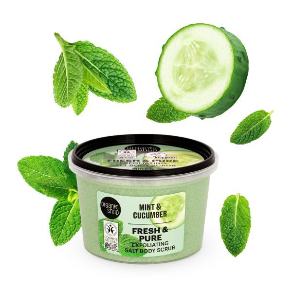 Organic Shop body scrub Mint & Cucumber 250 ml, imported from the UK