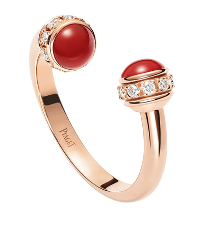 Harrods Piaget Possession Open Ring in Rose Gold with Diamonds and Carnelian- Buy online at McGrocer