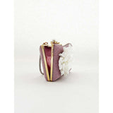 SVNX pink square clutch bag with 3D florals and rhinestone handle - British product
