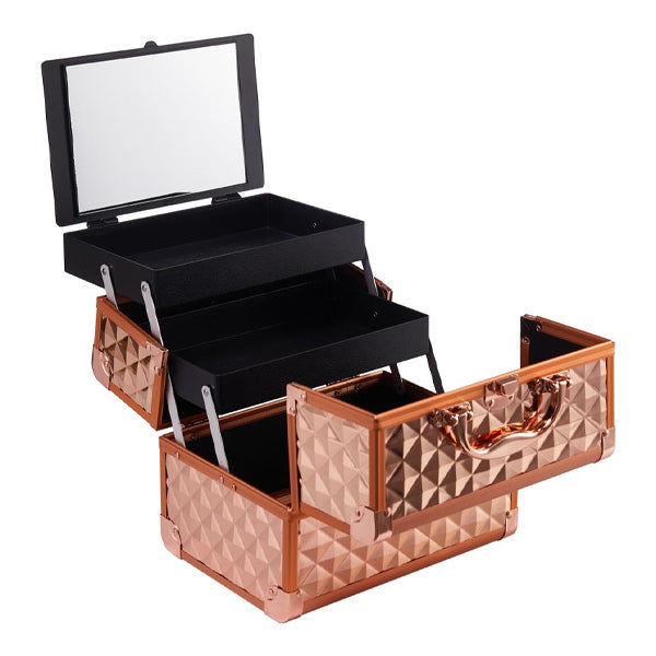 Livingandhome cosmetic box with 2 trays and mirror 24 cm - British product