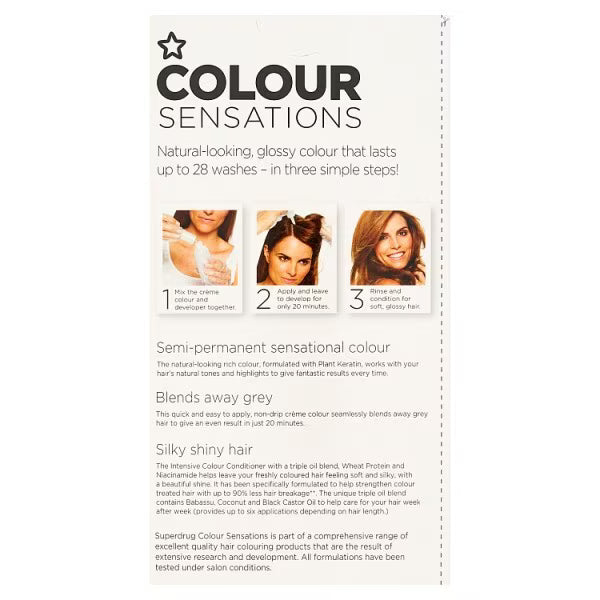 Superdrug Sensations Rich Honey Brown 7.73 hair dye (British brand)