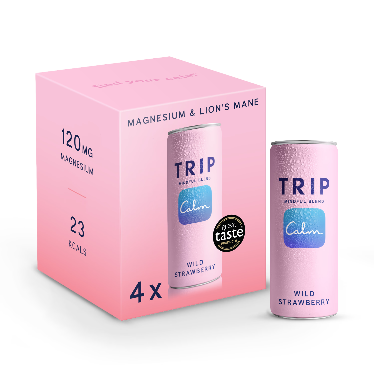 Trip wild strawberry magnesium drink 250ml 4-pack, imported from the UK