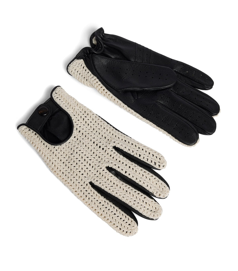 Dunhill Leather-Crochet Driving Gloves (British brand)
