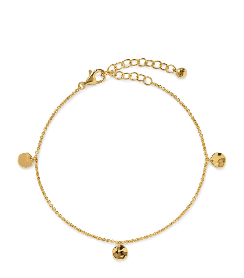 Monica Vinader gold vermeil chain bracelet with textured discs, imported from the UK