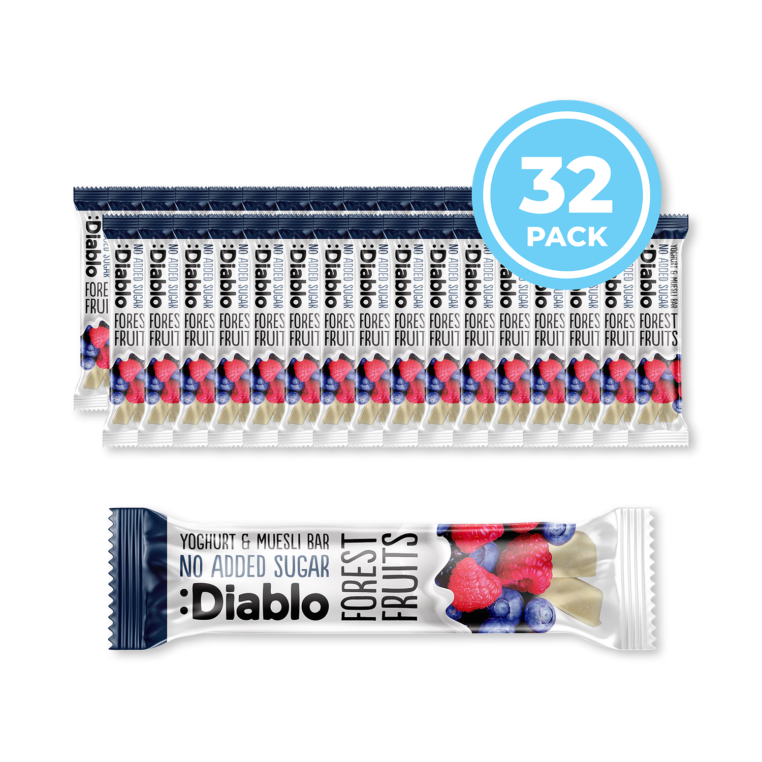 Diablo forest fruits muesli bar no added sugar 30g, imported from the UK