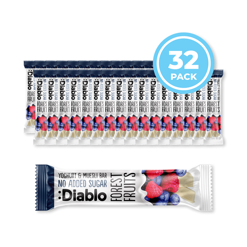 Diablo forest fruits muesli bar no added sugar 30g, imported from the UK