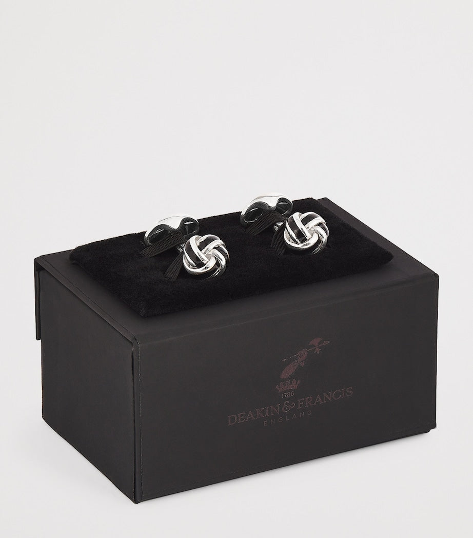 Deakin & Francis sterling silver and enamel knot cufflinks - British product