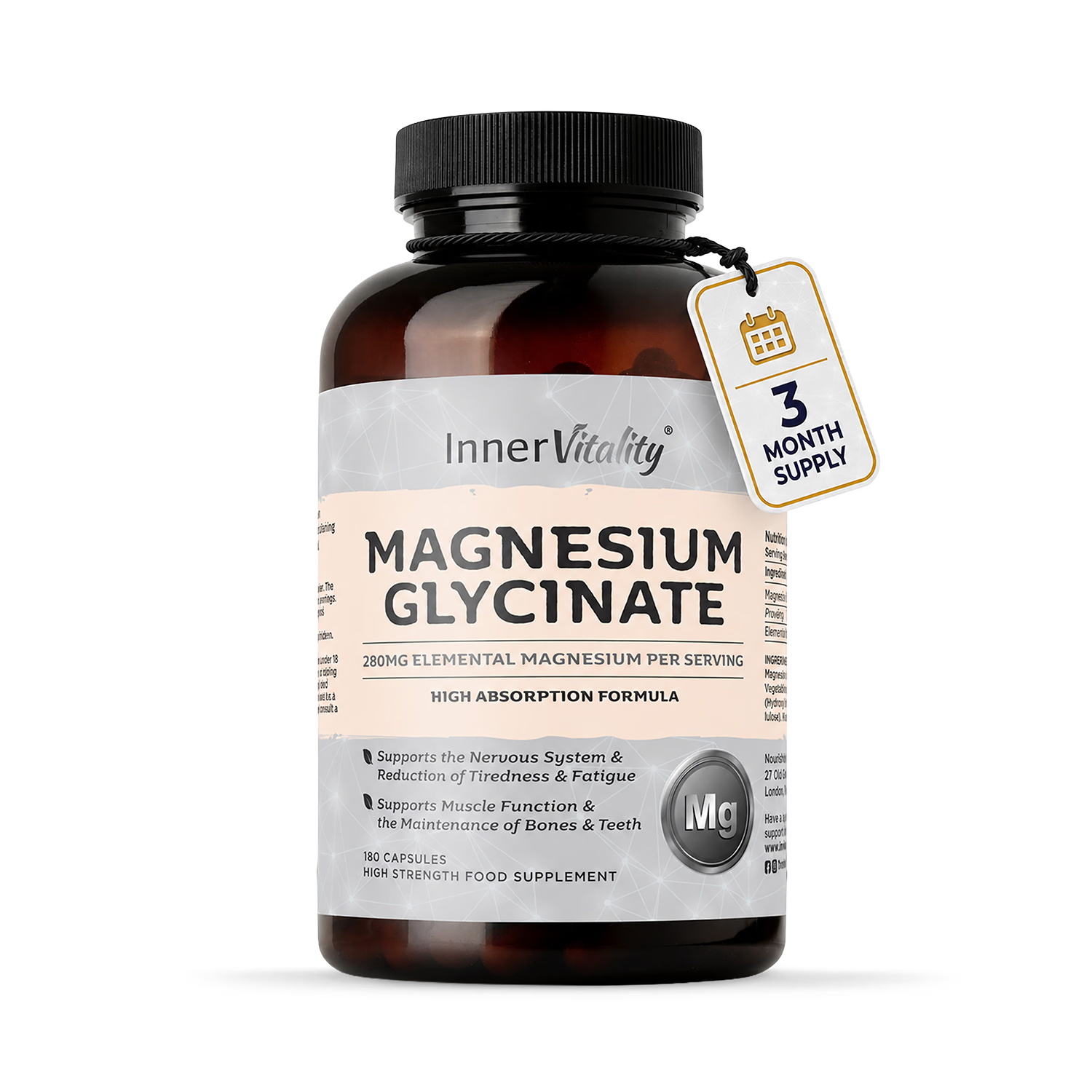 Inner Vitality Magnesium Glycinate capsules 180, imported from the UK