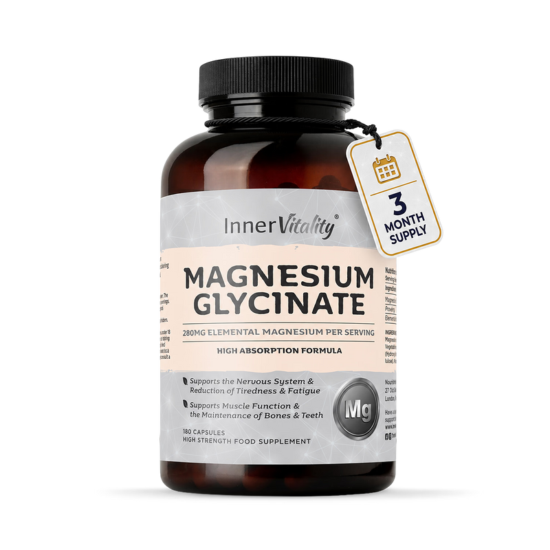 Inner Vitality Magnesium Glycinate capsules 180, imported from the UK