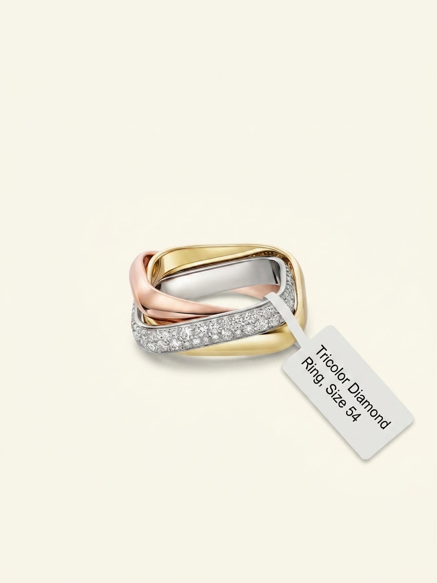 Cartier Trinity ring 0.75ct tri-colour gold, imported from the UK