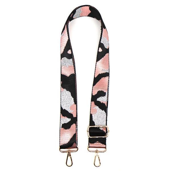 POM pink camo lurex wide bag strap adjustable (British brand)