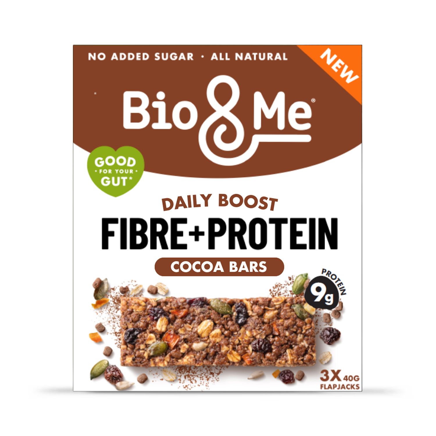 Bio&Me cocoa oat protein bars 3x40g, imported from the UK