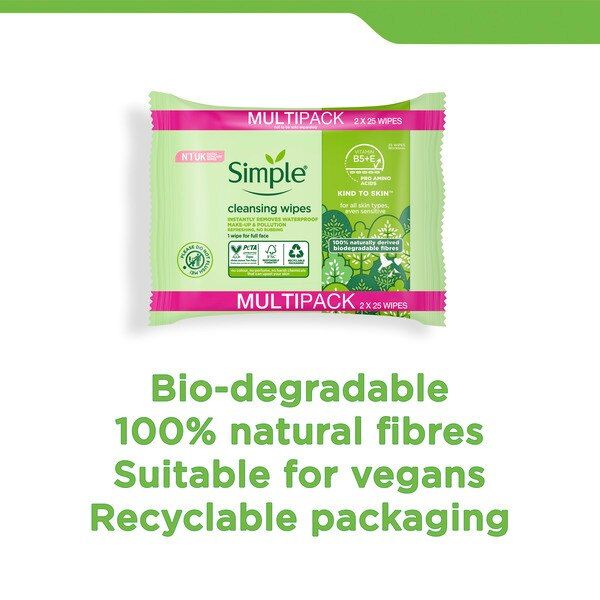 Simple Kind To Skin Cleansing Wipes Biodegradable 50 Pc GOODS Superdrug   