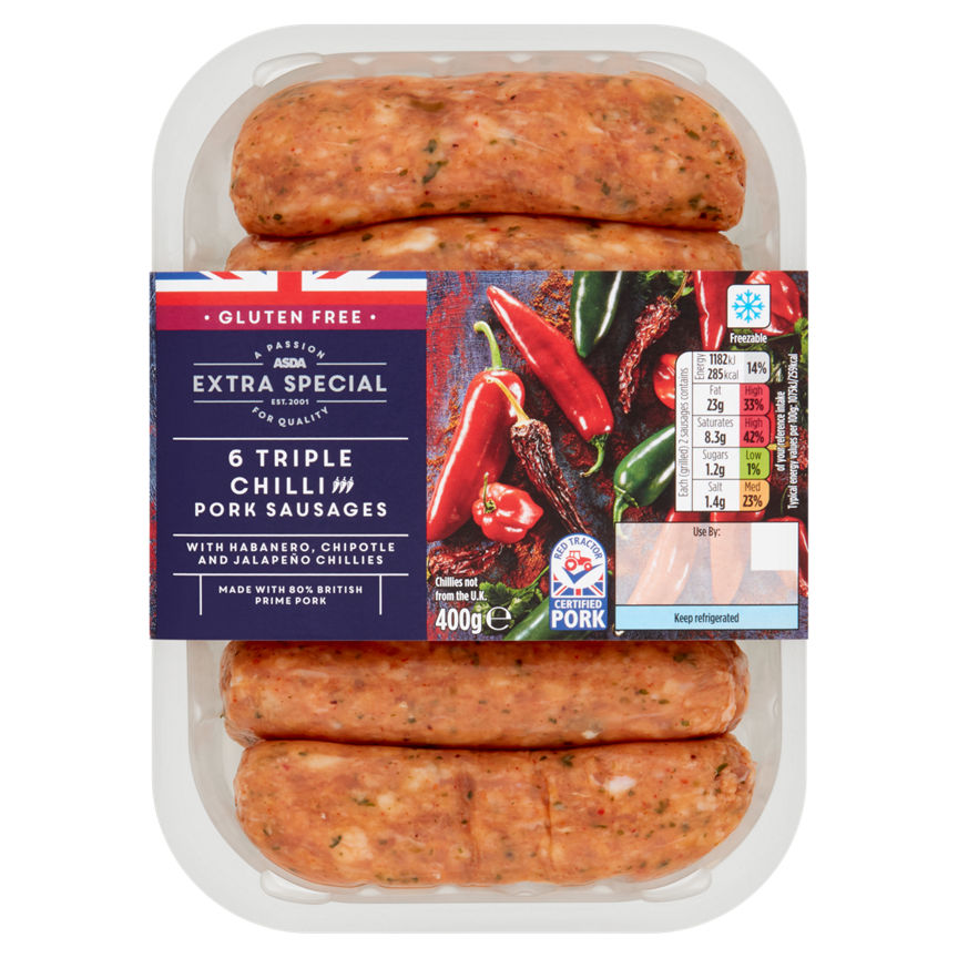 ASDA Extra Special 6 Pork & Three Chilli Sausages GOODS ASDA   