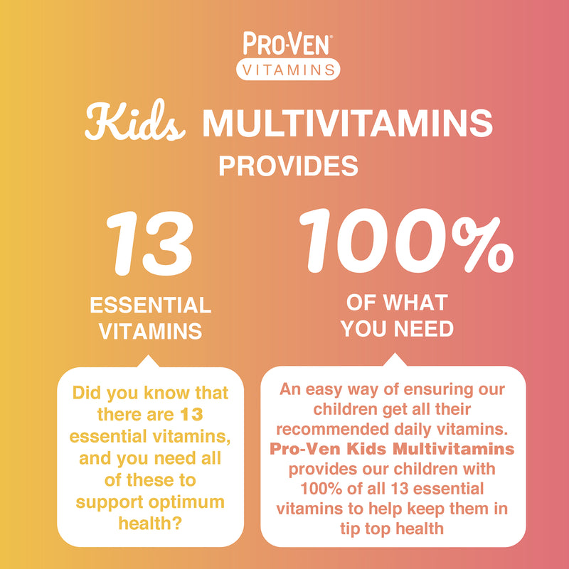 Pro-Ven kids multivitamins raspberry flavour 60 tablets, UK version