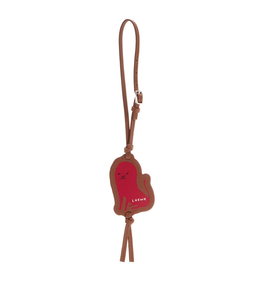 LOEWE leather tag bag charm with lion motif, UK version