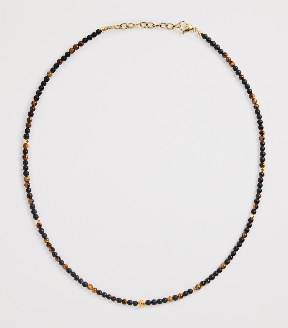 Nialaya gold-plated tiger eye and onyx beaded bracelet, UK version