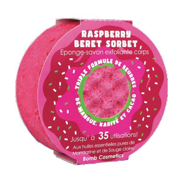 Bomb Cosmetics body buffer soap sponge Raspberry Beret - British product