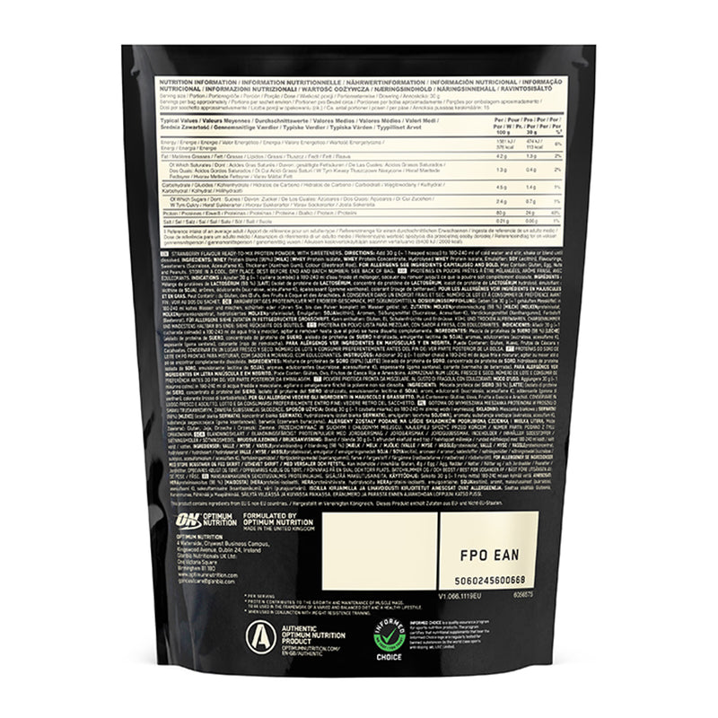 Optimum Nutrition whey protein strawberry 450g, imported from the UK