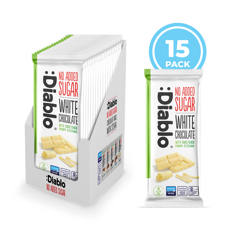 Diablo white chocolate bars 75g pack of 15, imported from the UK