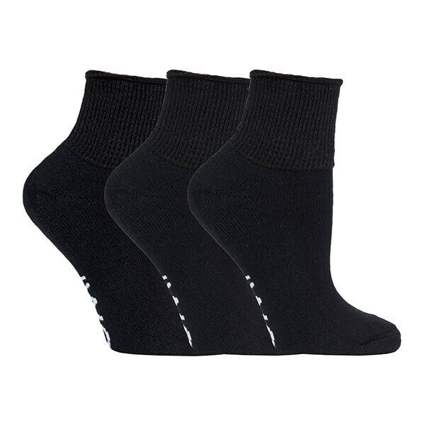 IOMI 3 Pairs Cotton Rich Cushioned Diabetic Socks 4-8 UK GOODS Superdrug Black  