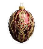 Glass-Blown Hand-Painted Christmas Bauble with Lace Trims