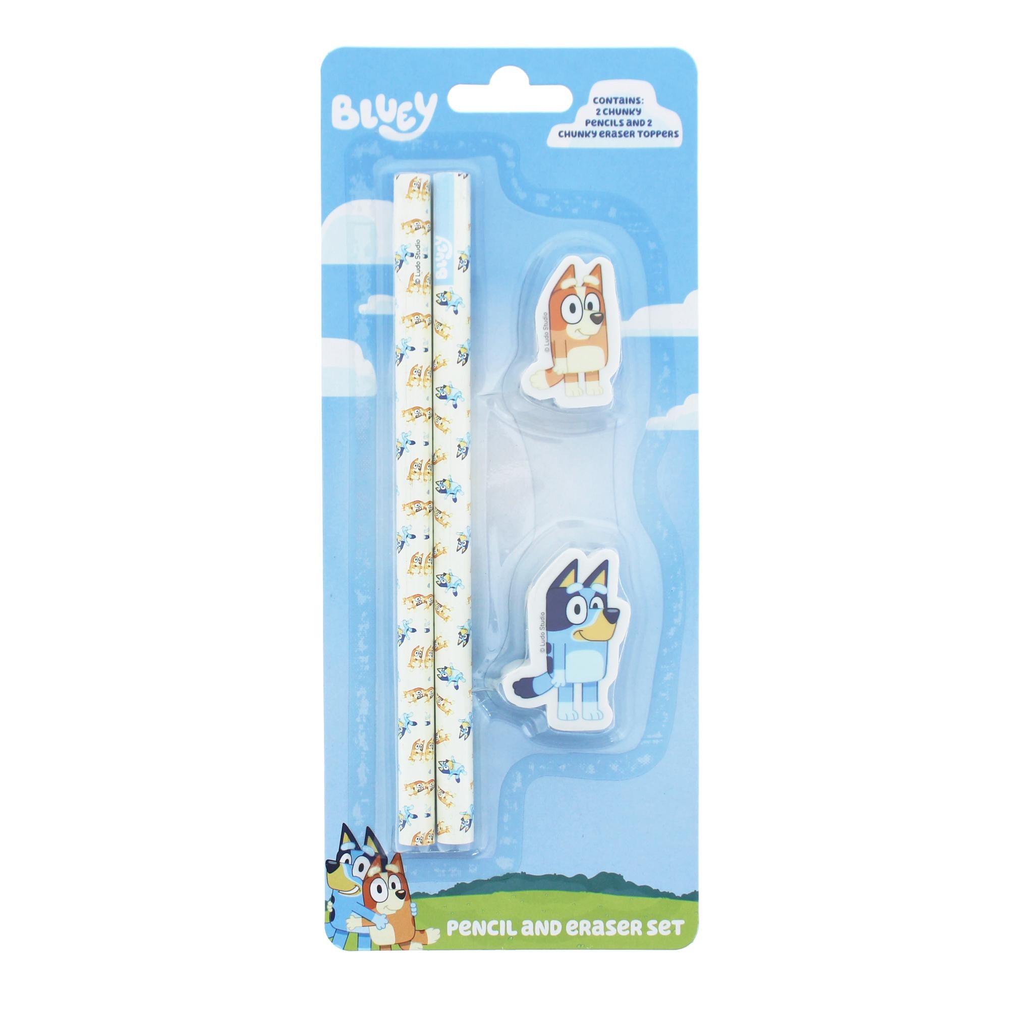 Bluey Pencil & Eraser Set GOODS Sainsburys   