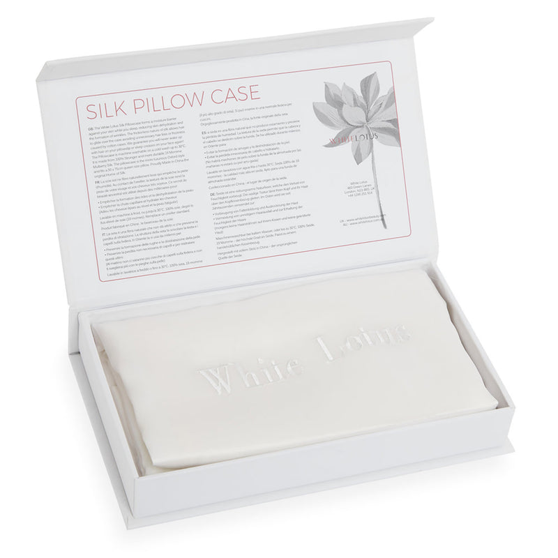 White Lotus Beauty Mulberry Silk Pillowcase and Eye Mask Set (British brand)
