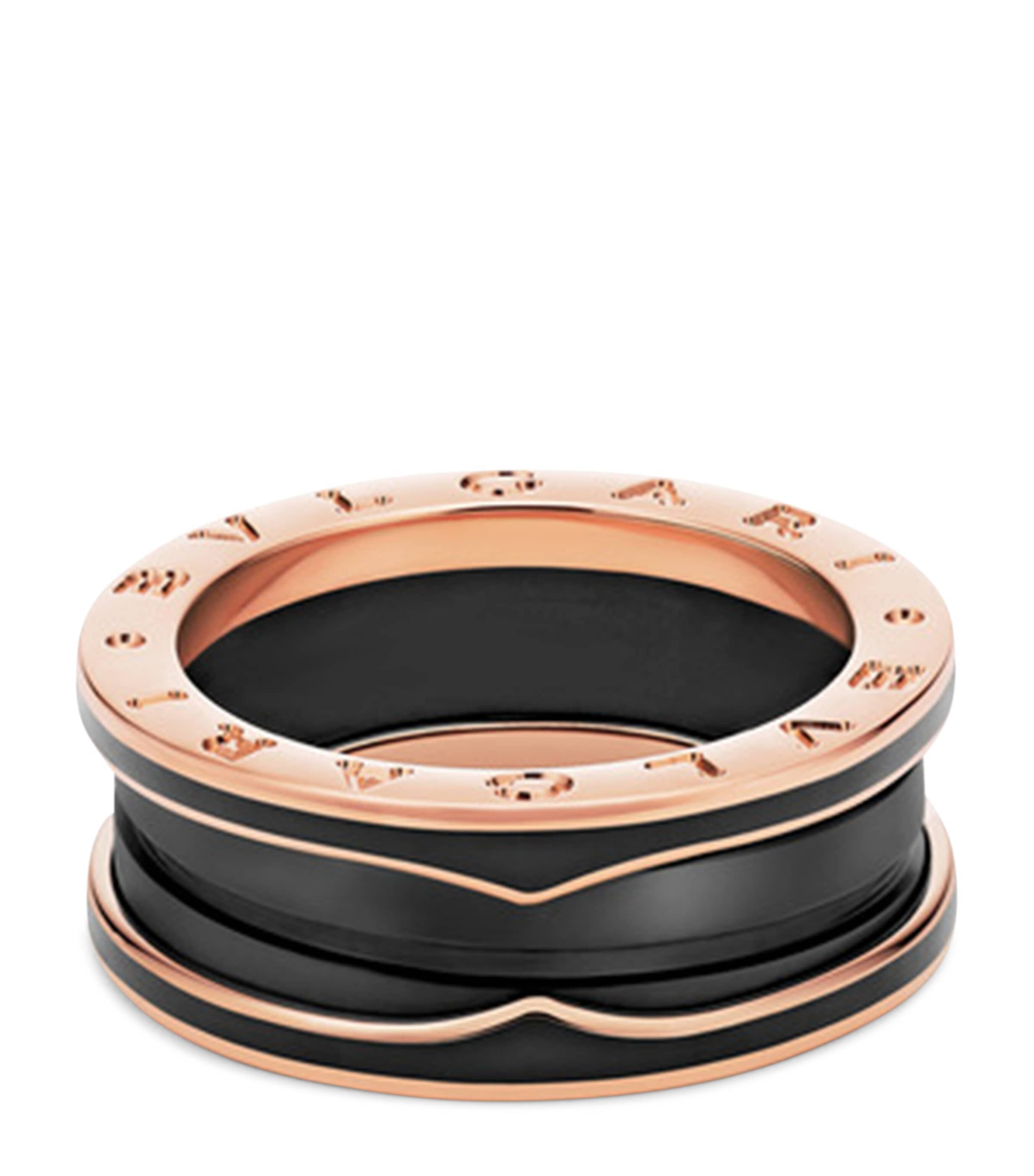Bvlgari B.zero1 Two-Band Ring Rose Gold Black Ceramic (British brand)
